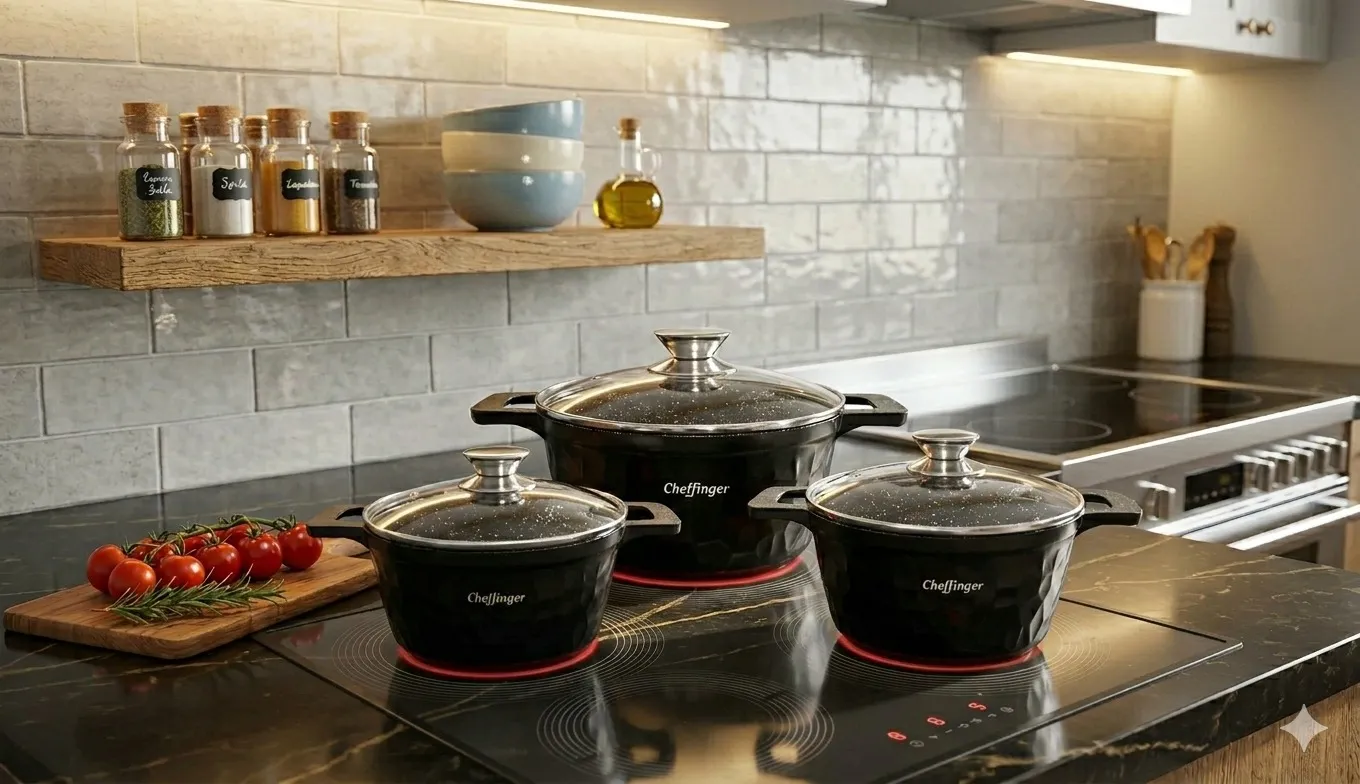 Cheffinger CF-HC03 kastrull svart gjutaluminium induktion