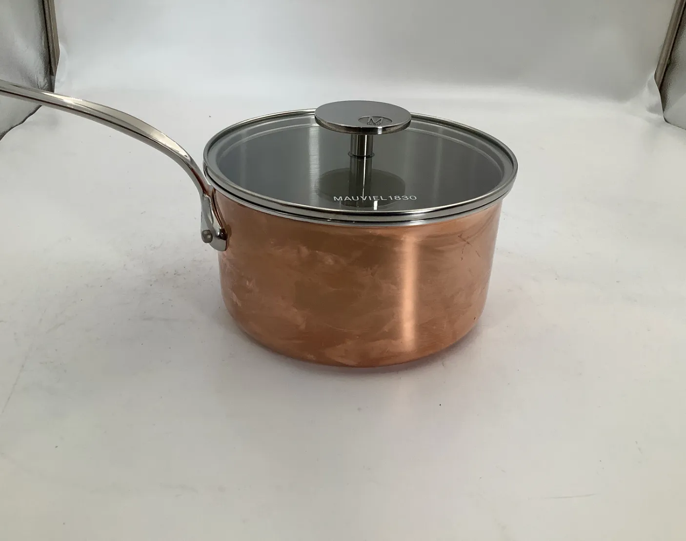 Mauviel M'Triply S kastrull koppar 2,5 l med glaslock repad
