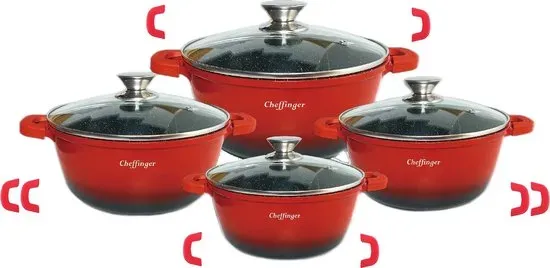 Cheffinger CF-DCS05 gryta gjutjärn röd tål ugn