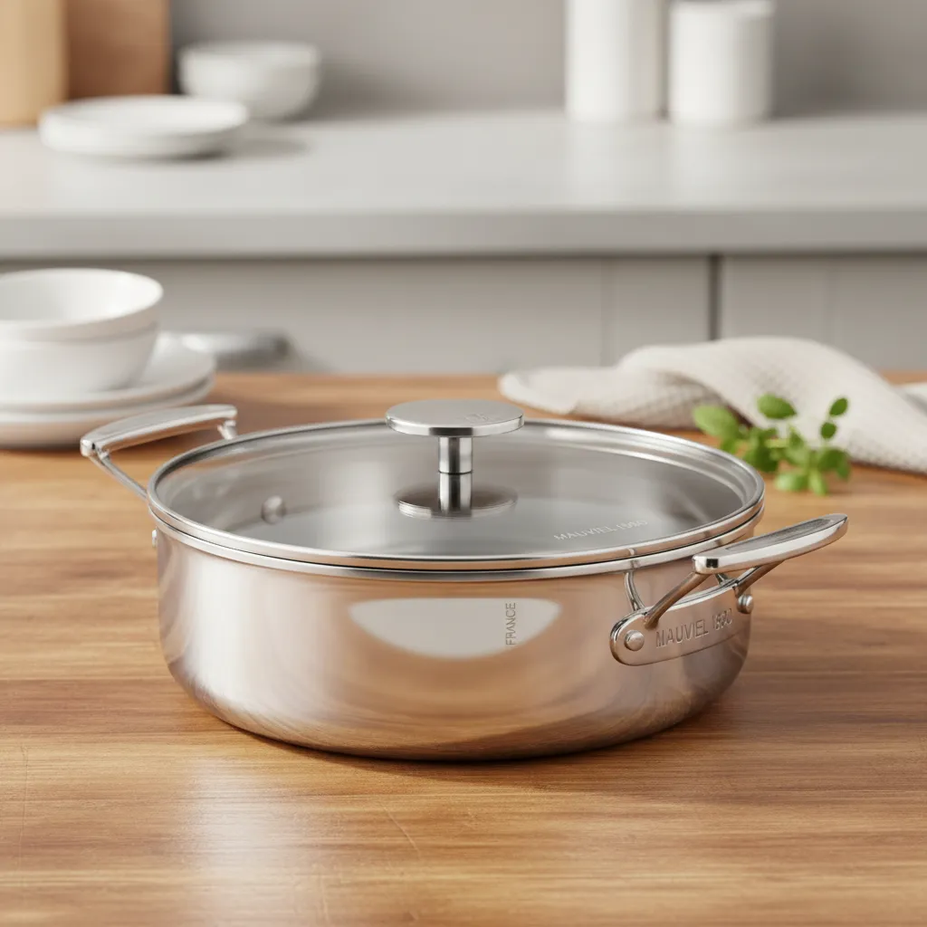 Mauviel M360 gryta 3,2 Qt rostfri med glaslock