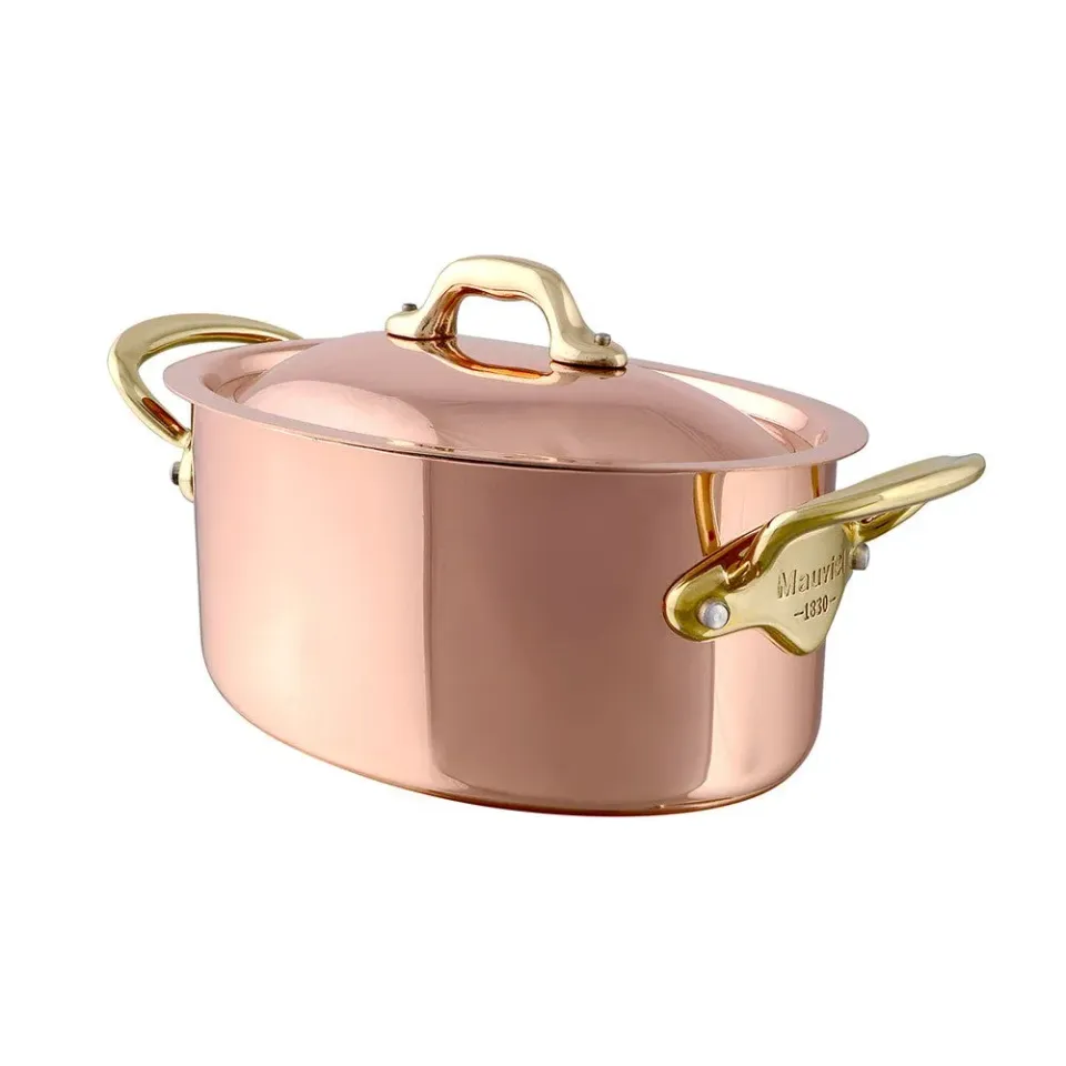 Mauviel M'Heritage M'150B gryta oval koppar med lock mässing