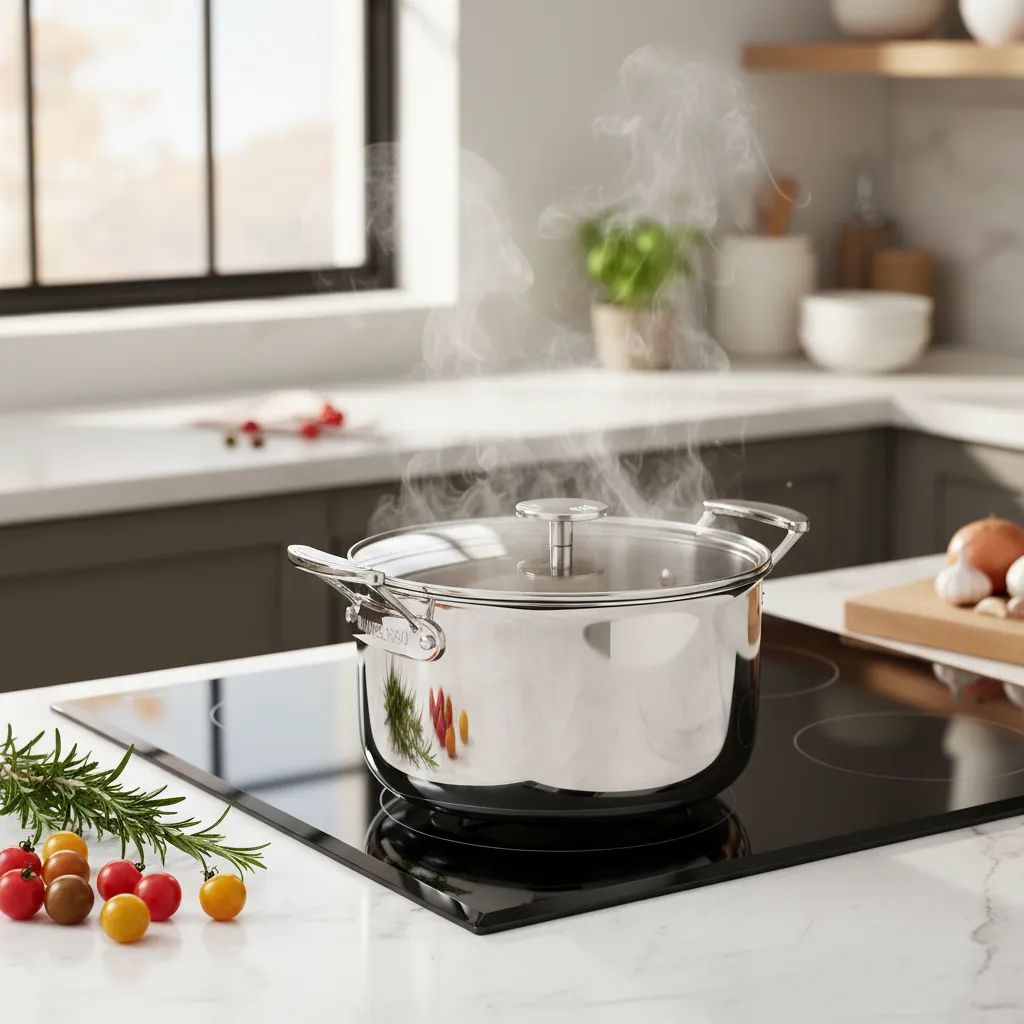 Mauviel M'360 gryta rostfri 5,9 l med glaslock