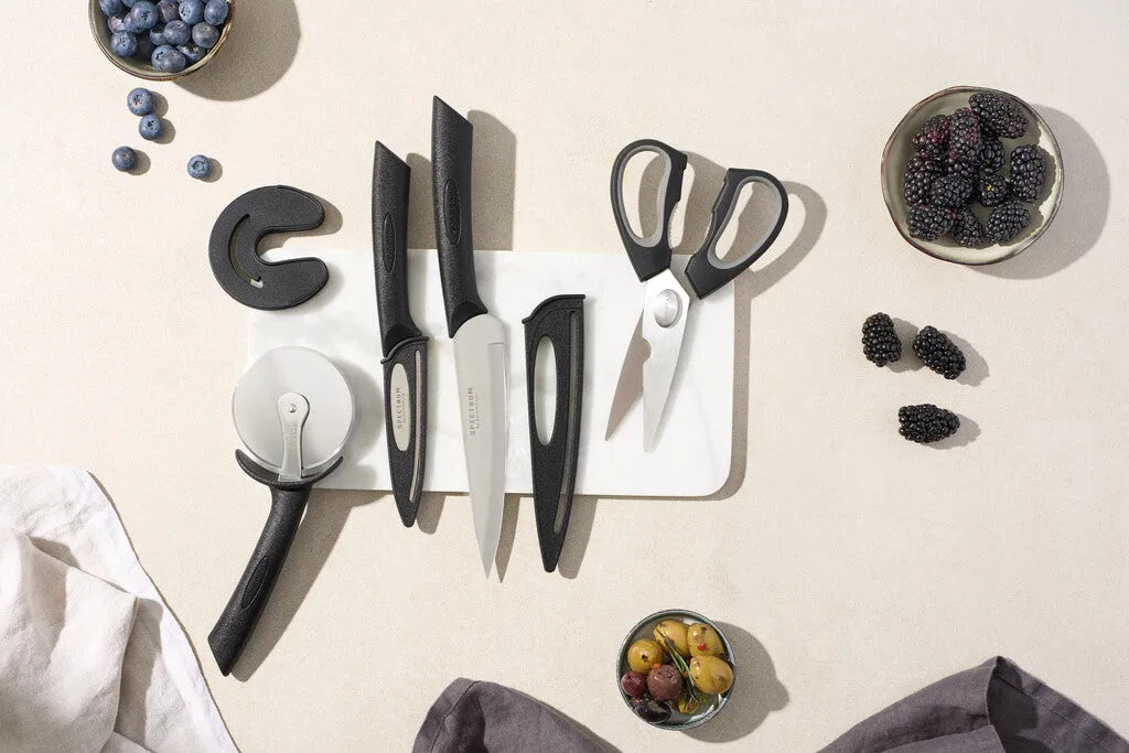 SCANPAN Spectrum skal kniv 8 cm svart med eggskydd
