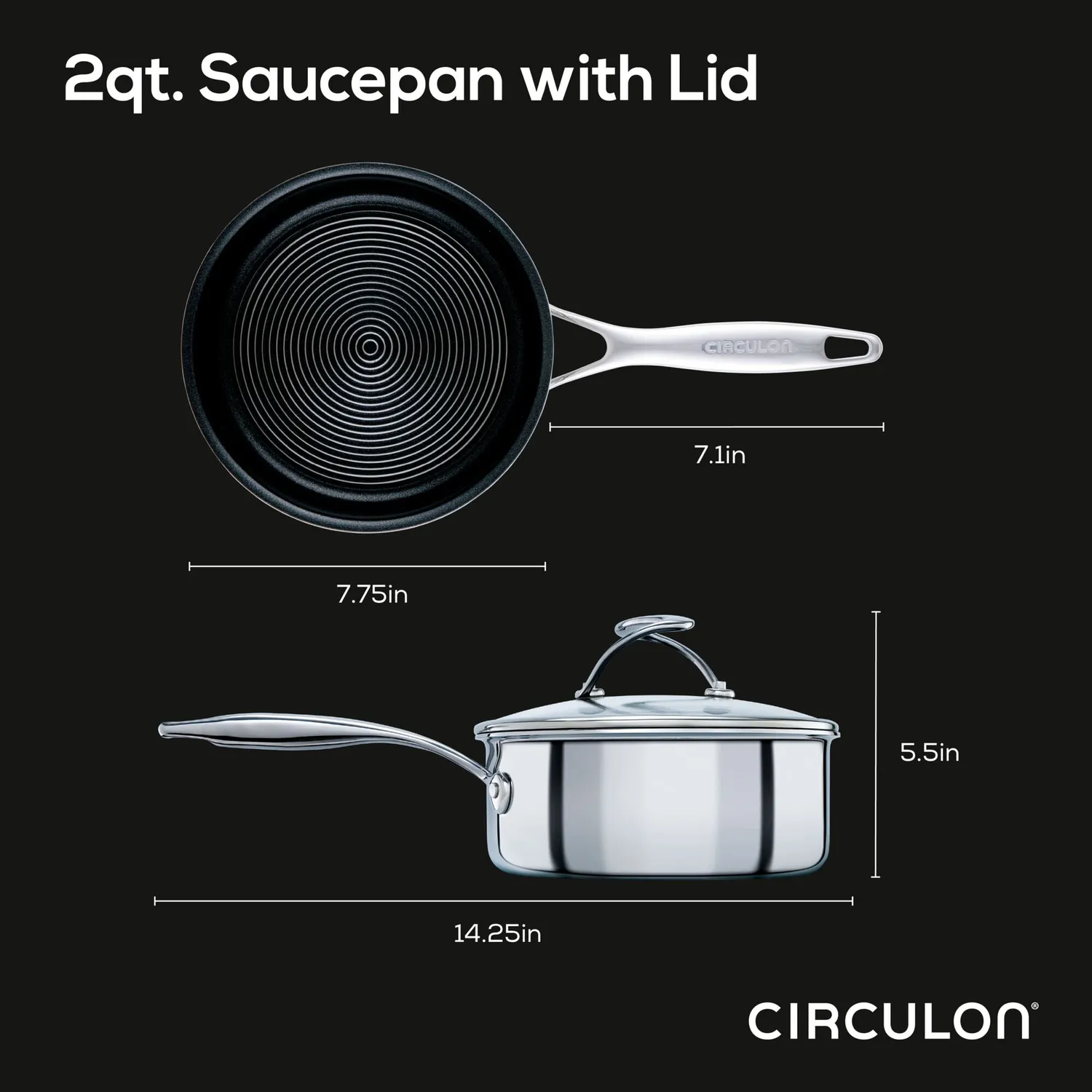 Circulon SteelShield kastrull 1,9 L rostfri med lock