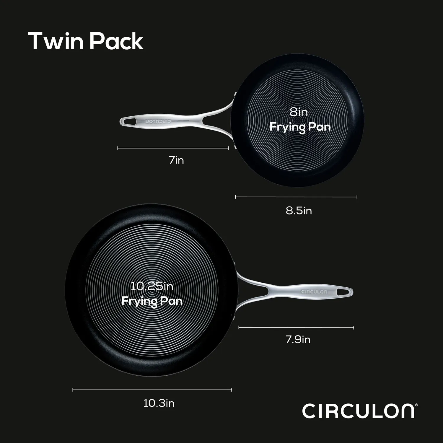 Circulon SteelShield stekpannor 8+10,25 tum stål nonstick
