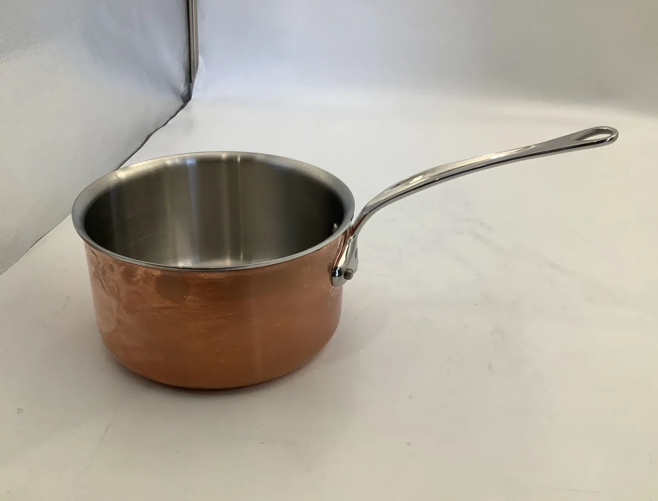 Mauviel M'Triply S kastrull 2,6 qt med lock koppar