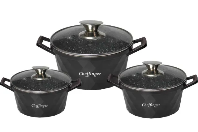 Cheffinger CF-DIAC03 gryta svart gjutaluminium induktion