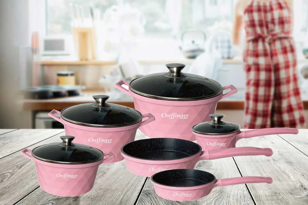 Cheffinger CF-DIAC12 gryta rosa gjutaluminium induktion
