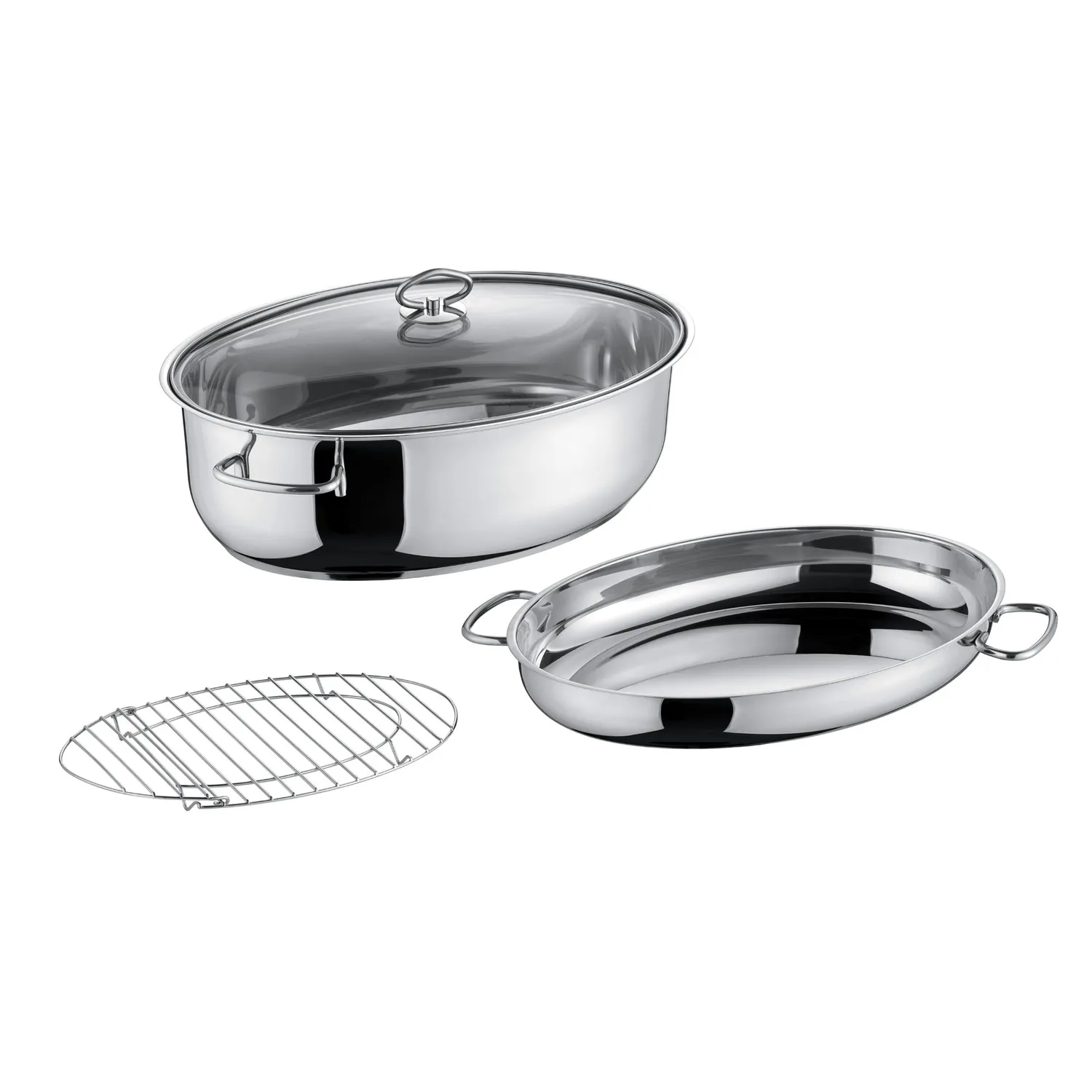 Berndes oval ugnsform 38 cm 3-i-1 rostfritt stål