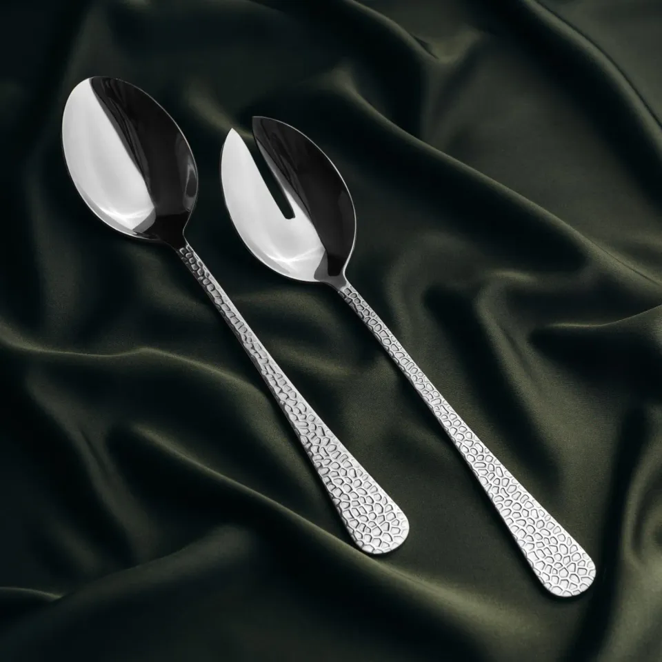 Vargen & Thor Gråfot salladsbestick silver hamrat