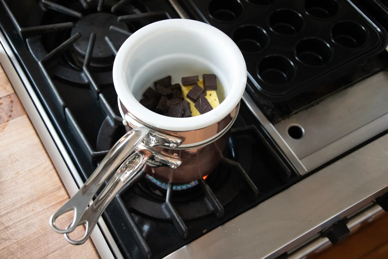 Mauviel bain-marie koppar förtennad 0,85 liter med lock