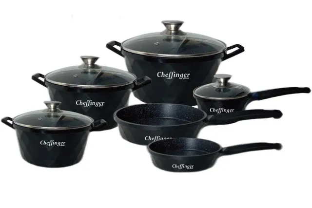 Cheffinger CF-DIAC12 knivset svart 12 delar