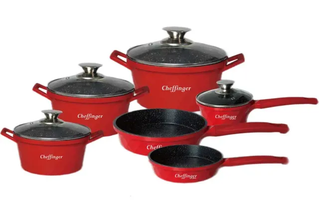 Cheffinger CF-DIAC12 gjutjärnsgryta röd 12 cm