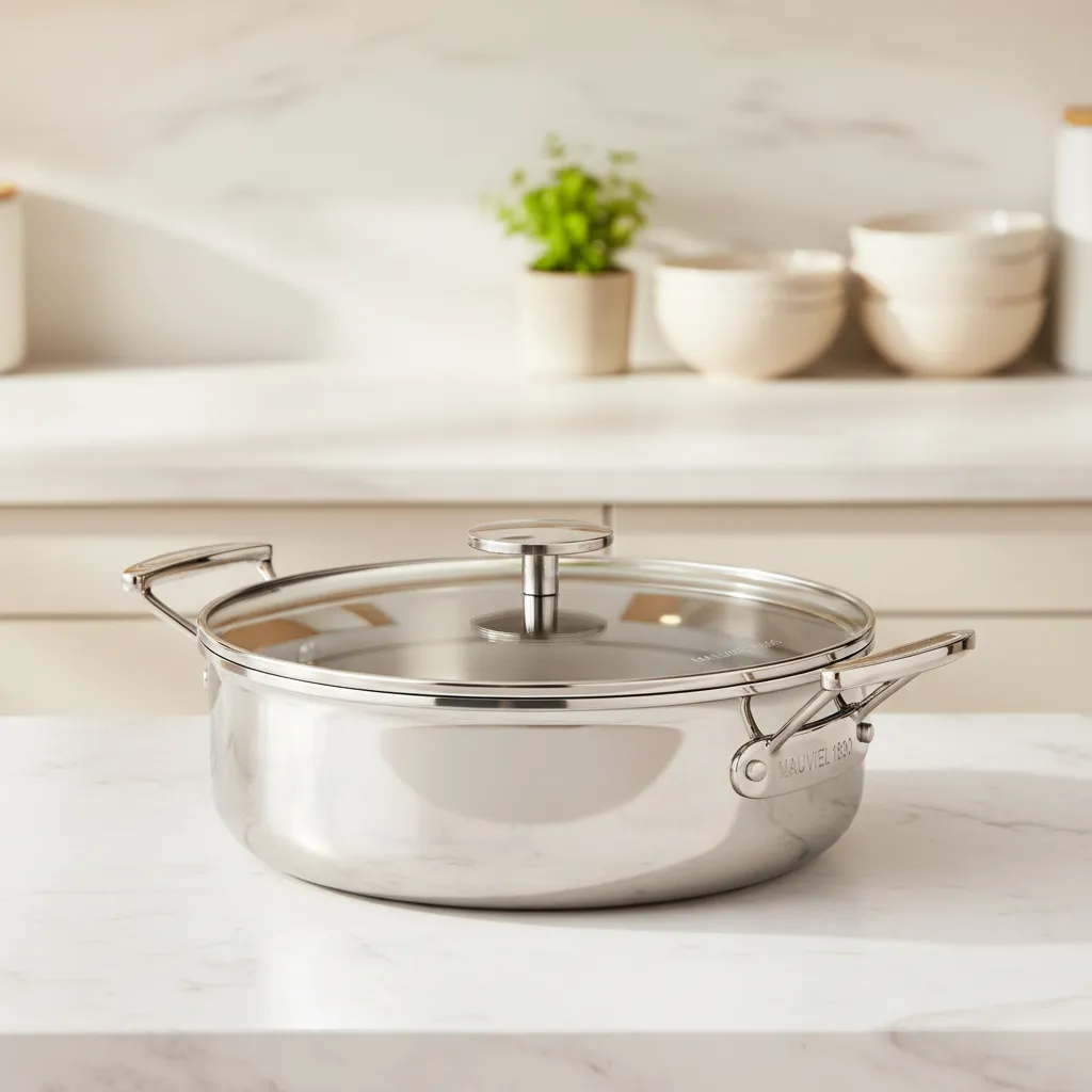 Mauviel M360 gryta 3,2 Qt rostfri med glaslock