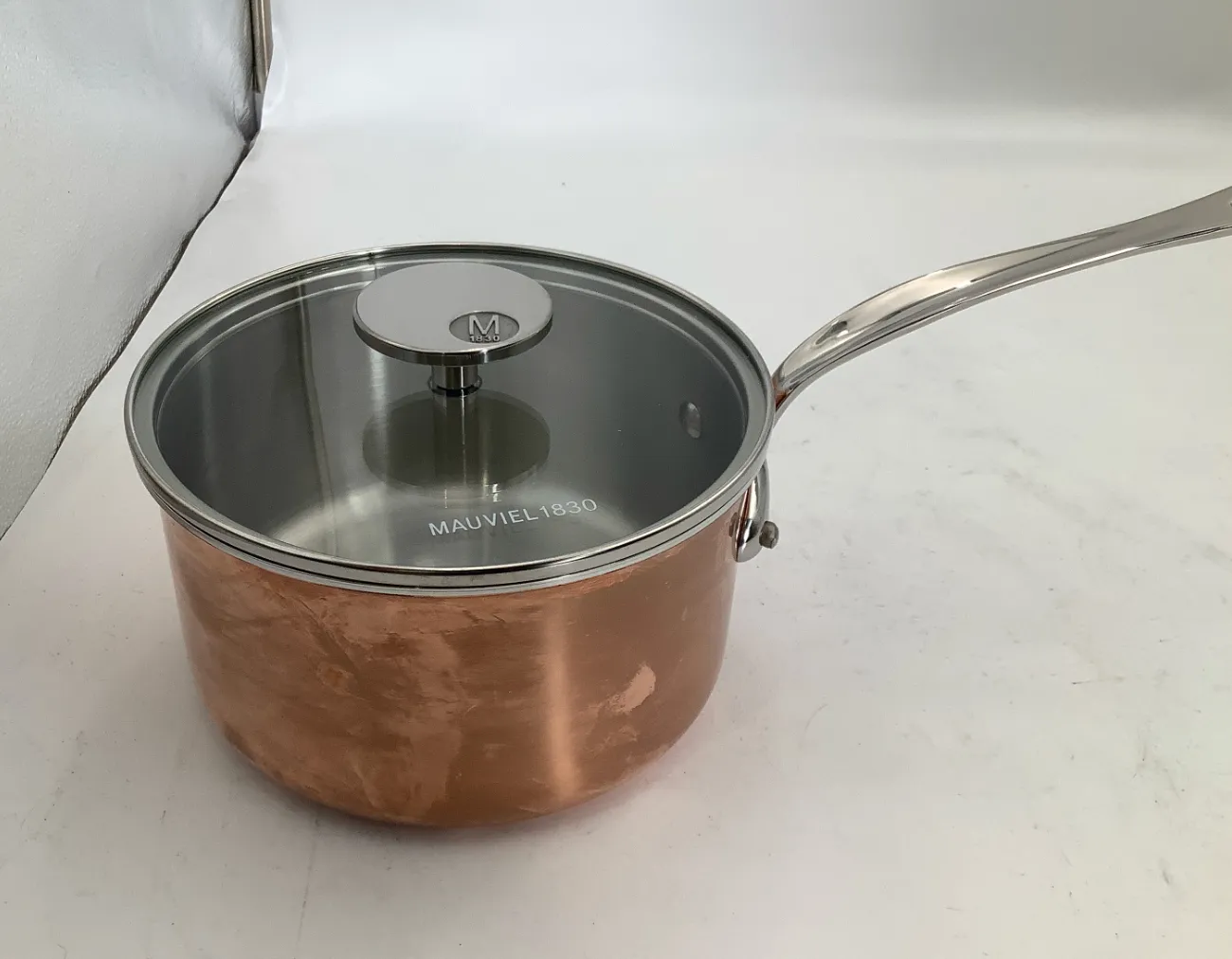 Mauviel M'Triply S kastrull koppar 2,5 liter glaslock