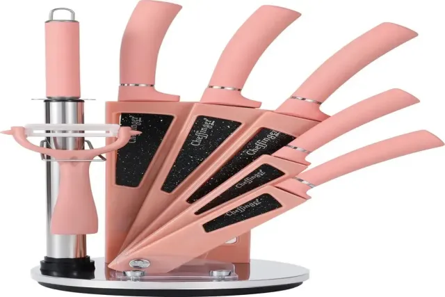 Cheffinger CF-KS06 knivställ rosa borst