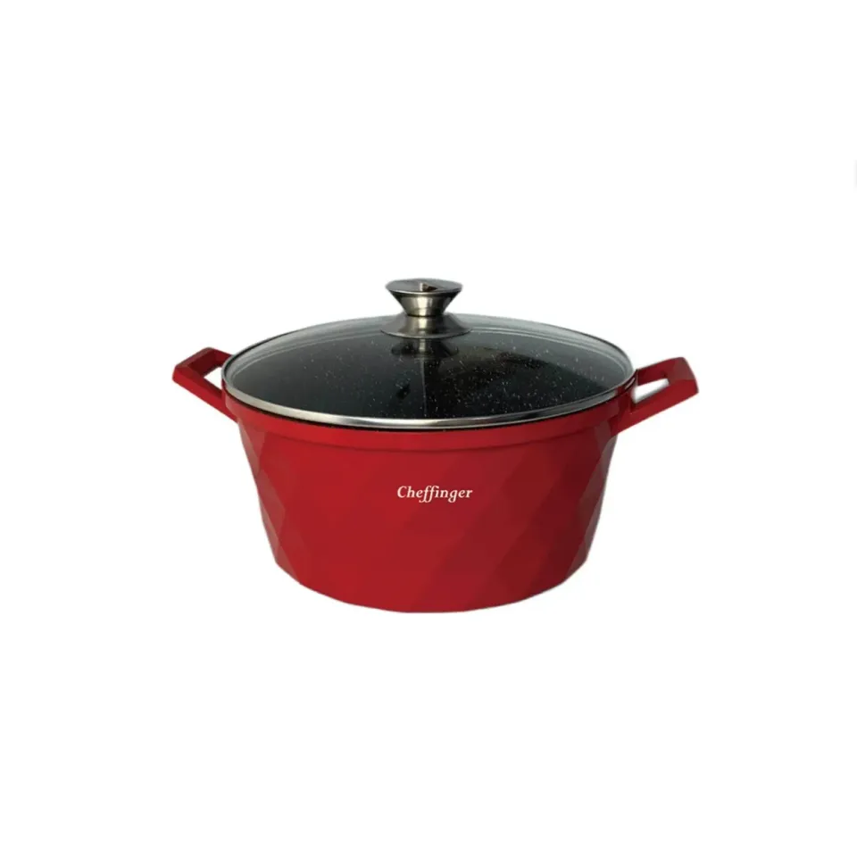 Cheffinger CF-DIAC32-S stekpanna 32 cm röd diamond