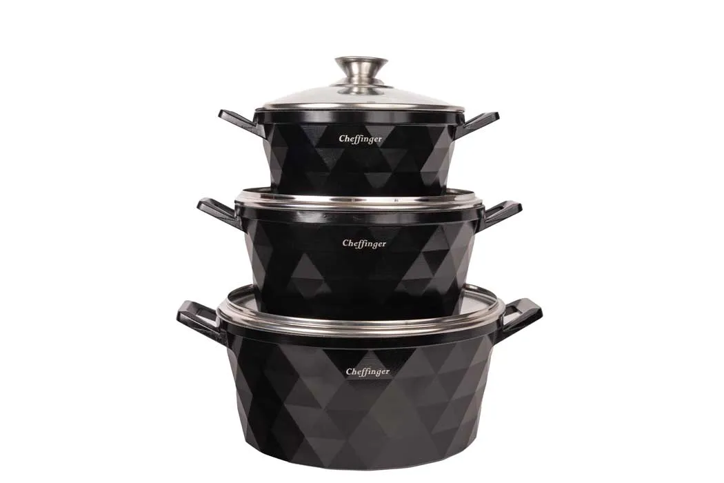 Cheffinger CF-DIAC03 gryta svart gjutaluminium induktion