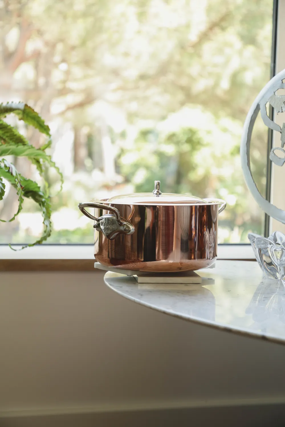 Mauviel M'6 S gryta med lock 3,6 Qt koppar