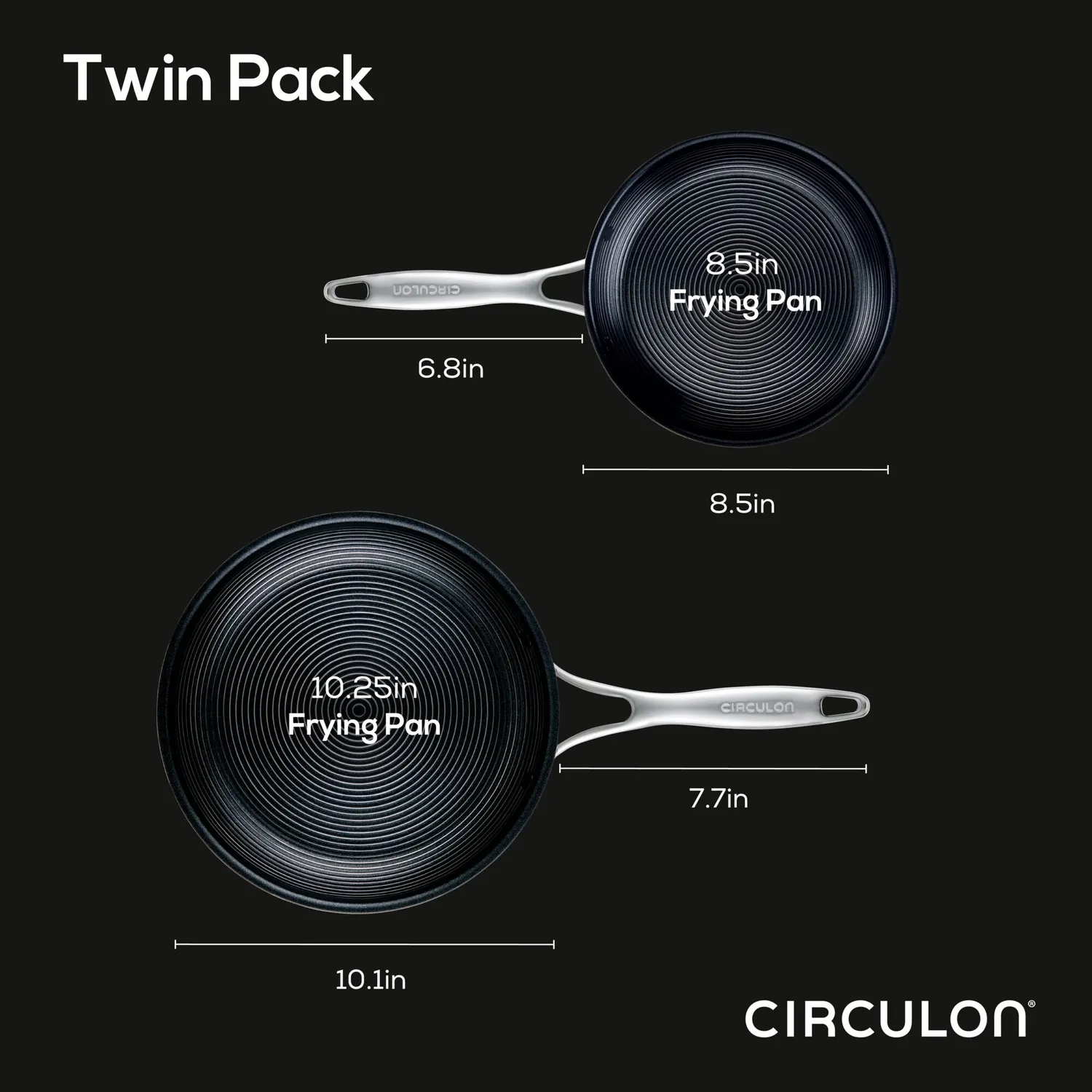 Circulon SteelShield Tri-Ply Clad stekpannor 21,5+25cm rostfritt 2-pack