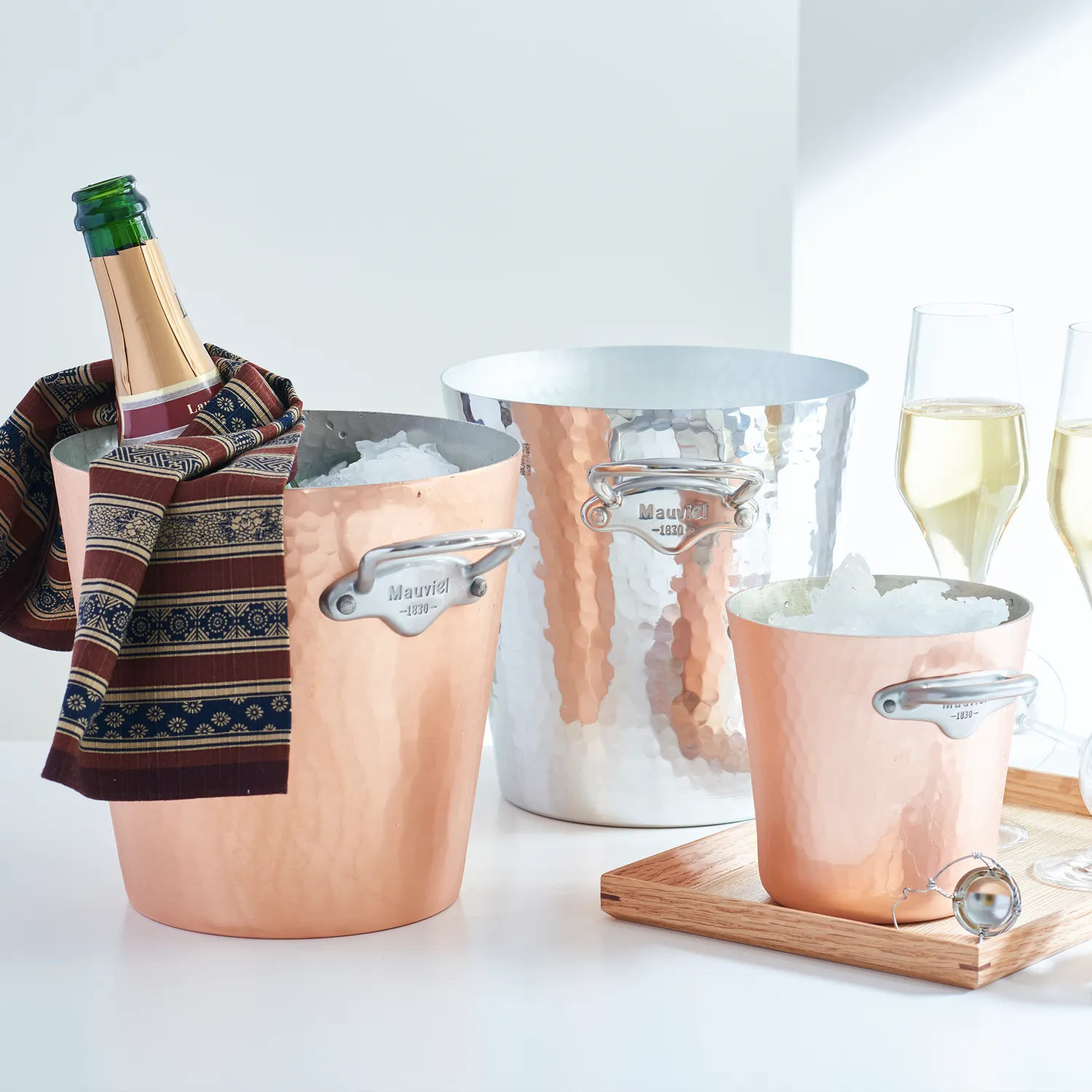 Mauviel M'30 champagnekylar hamrad koppar mässingshandtag