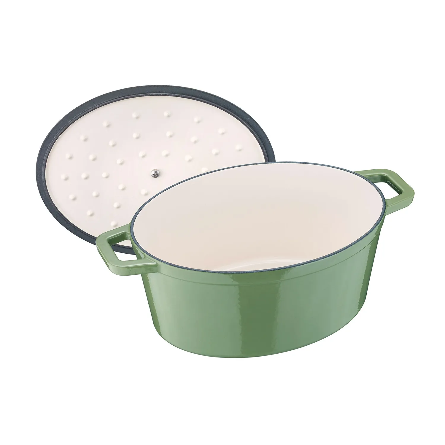 Berndes b.iron gjutjärnsgryta oval 31x24 cm grön 6 liter