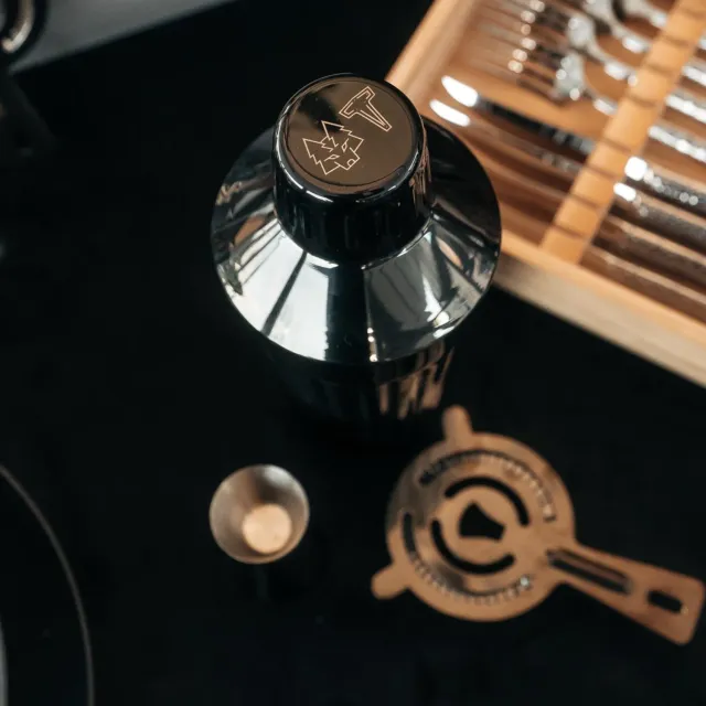 Vargen & Thor GLIMA cocktailset svart 3-delar shaker