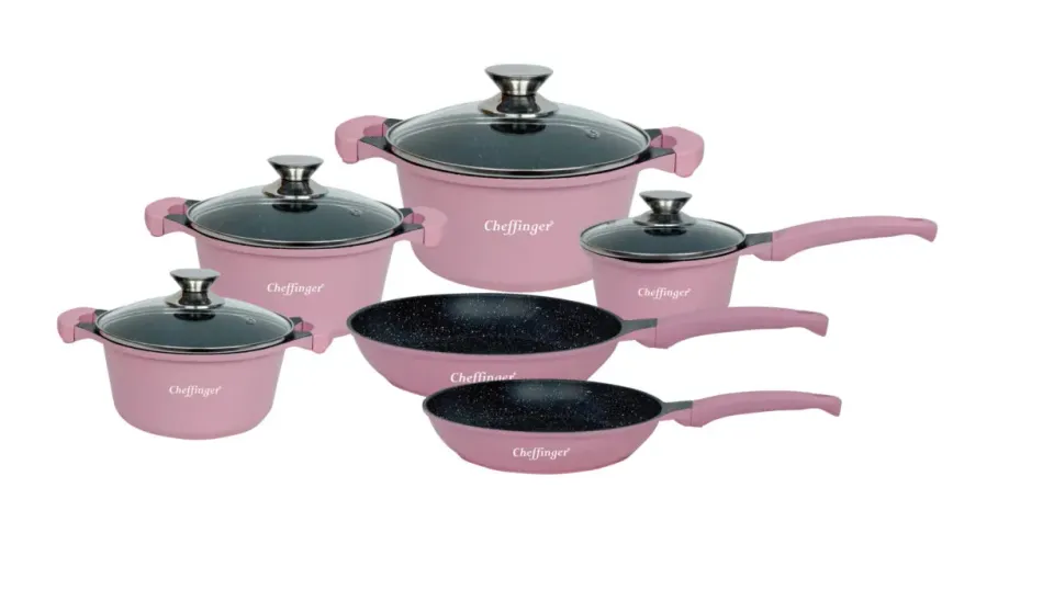 Cheffinger CF-DA1010 gryta pink emaljerad