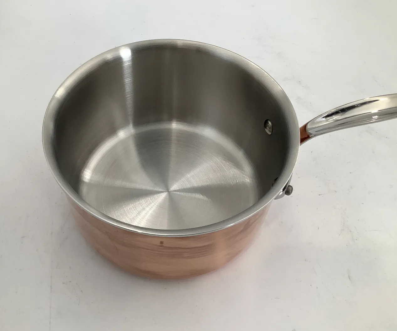 Mauviel M'3 S kastrull koppar 2,5 l glaslock öppen förpackning