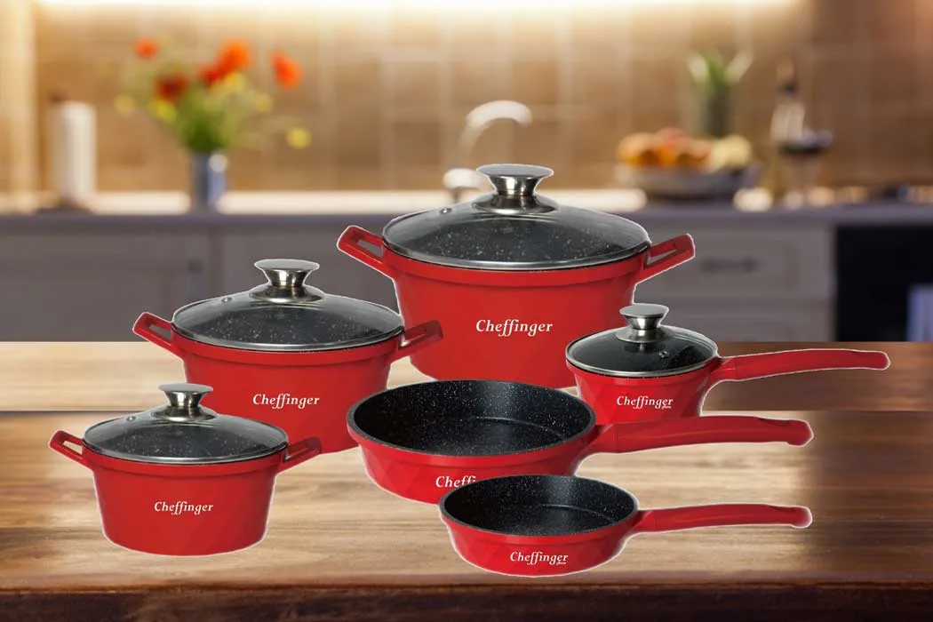 Cheffinger CF-DIAC12 gjutjärnsgryta röd 12 cm