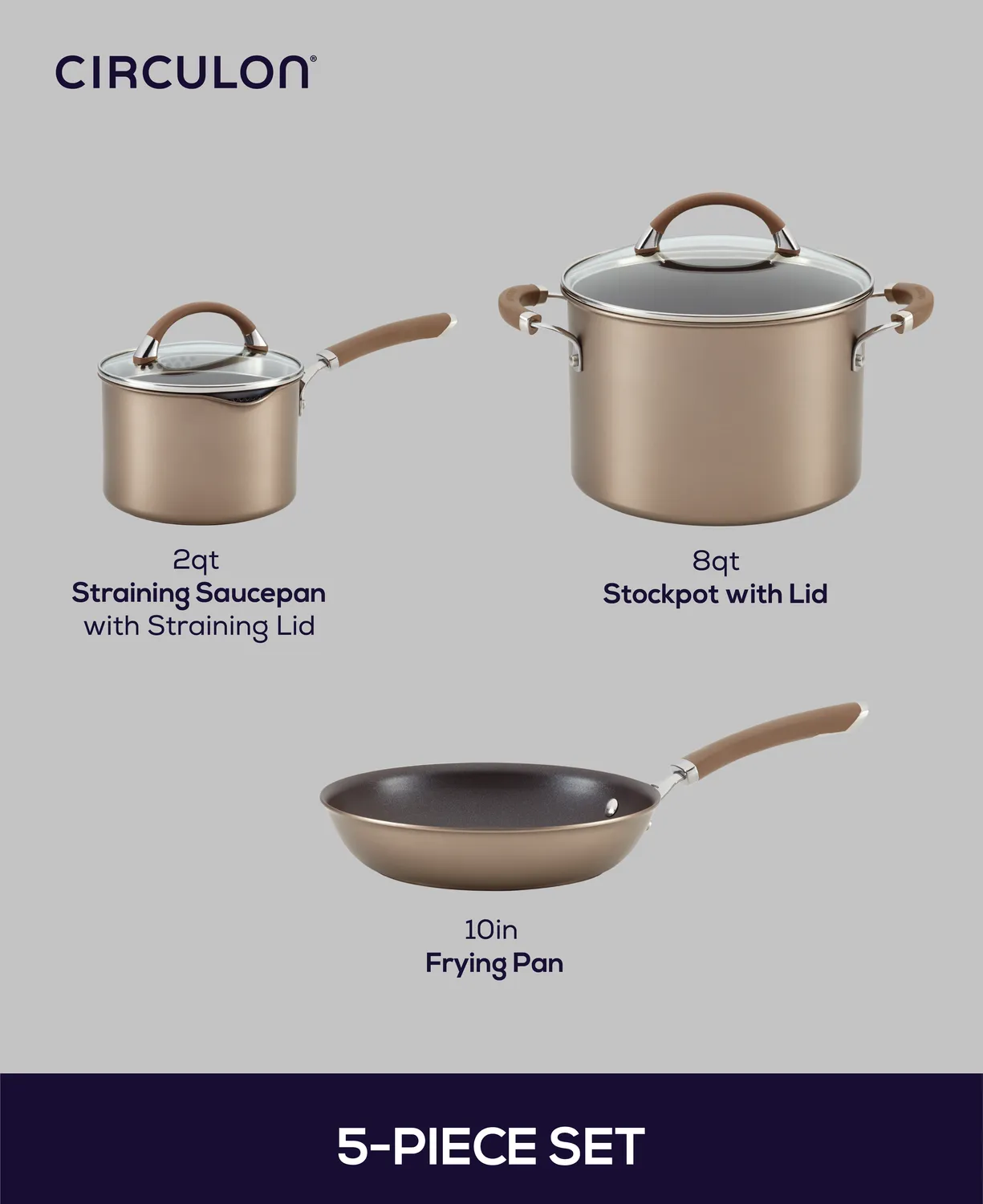 Circulon Premier Professional 5-delars kastrullset brons nonstick