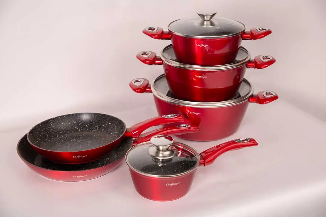 Cheffinger CF-FA1010 traktörpanna röd gjutjärn