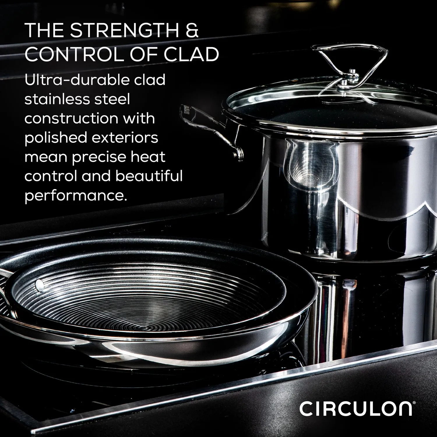 Circulon SteelShield kockpanna 3,3 L rostfri med lock