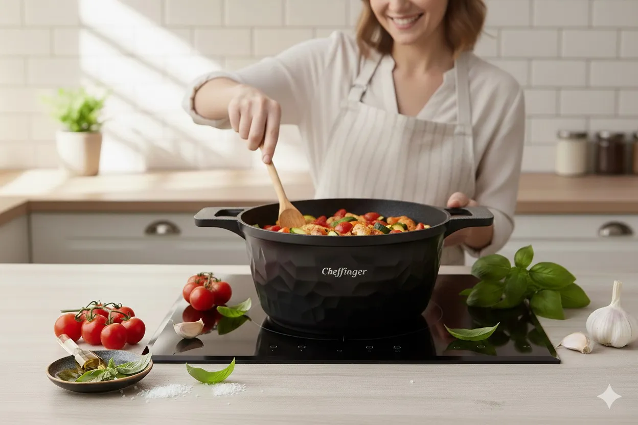 Cheffinger CF-HC03 kastrull svart gjutaluminium induktion