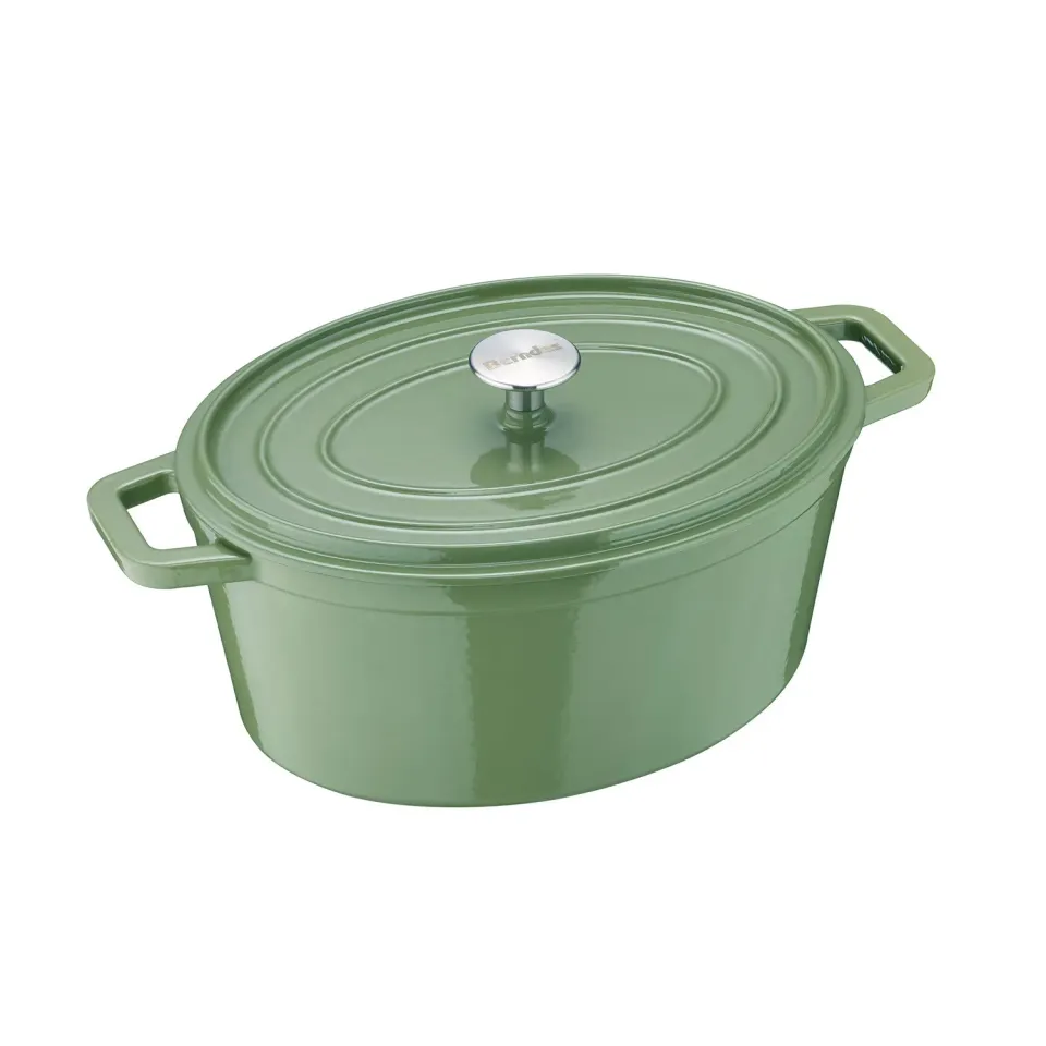 Berndes b.iron gjutjärnsgryta oval 31x24 cm grön 6 liter
