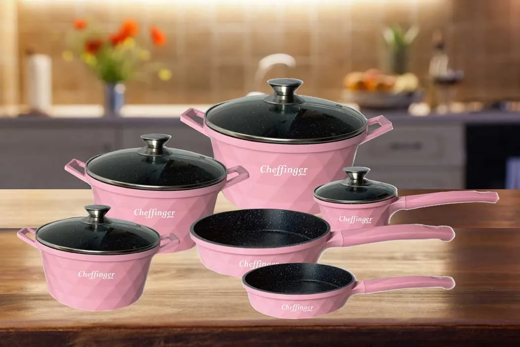 Cheffinger CF-DIAC12 gryta rosa gjutaluminium induktion