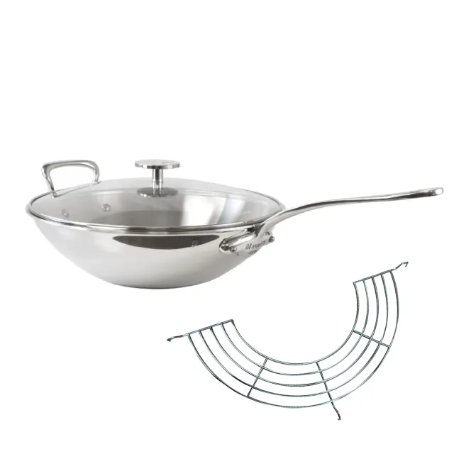 Mauviel M'Cook wok rostfri 32 cm 4,7 l med galler