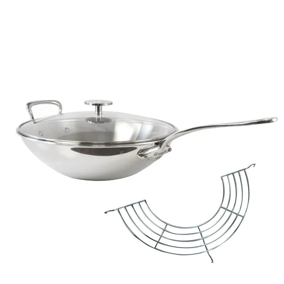Mauviel M'Cook wok rostfri 32 cm 4,7 l med galler