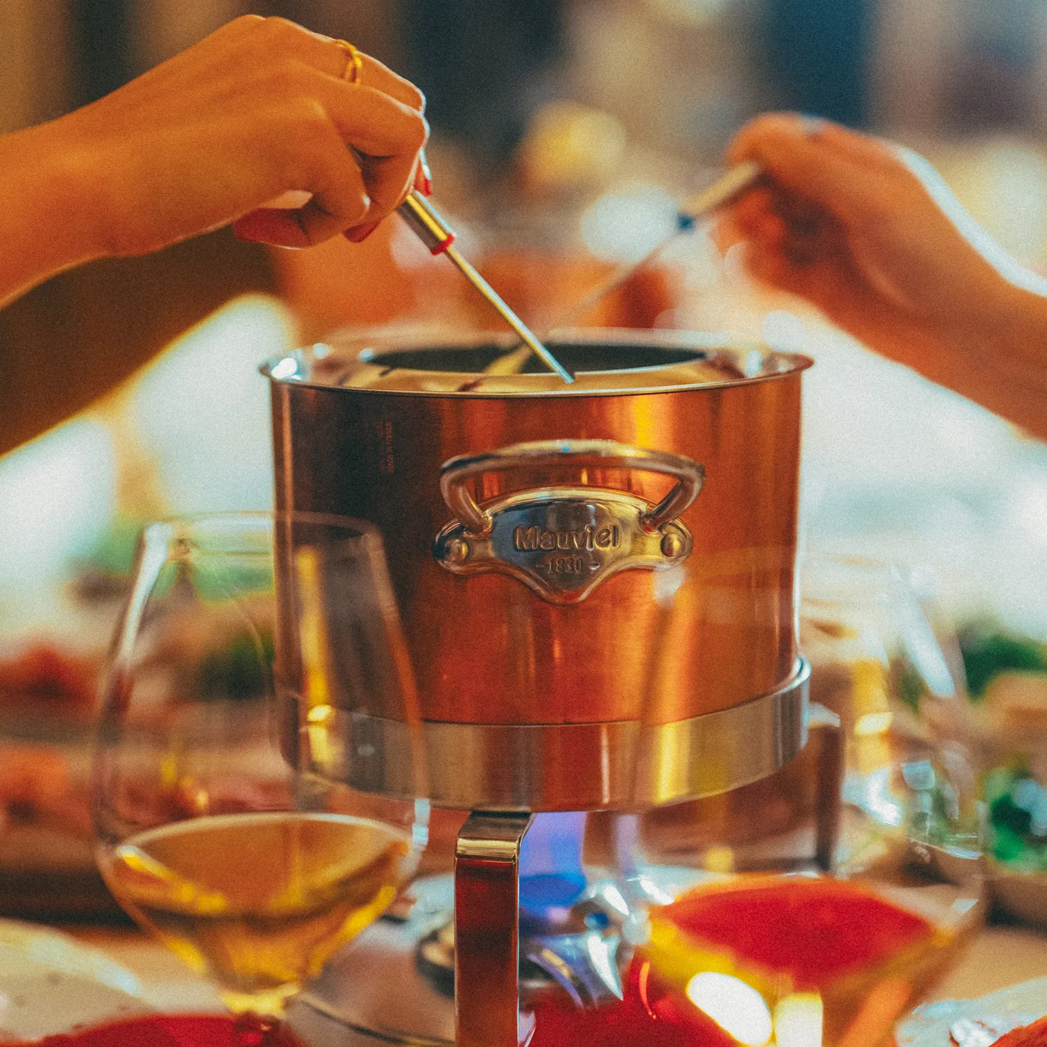 Mauviel M'Héritage M'150 S fondueset 3,4 qt koppar