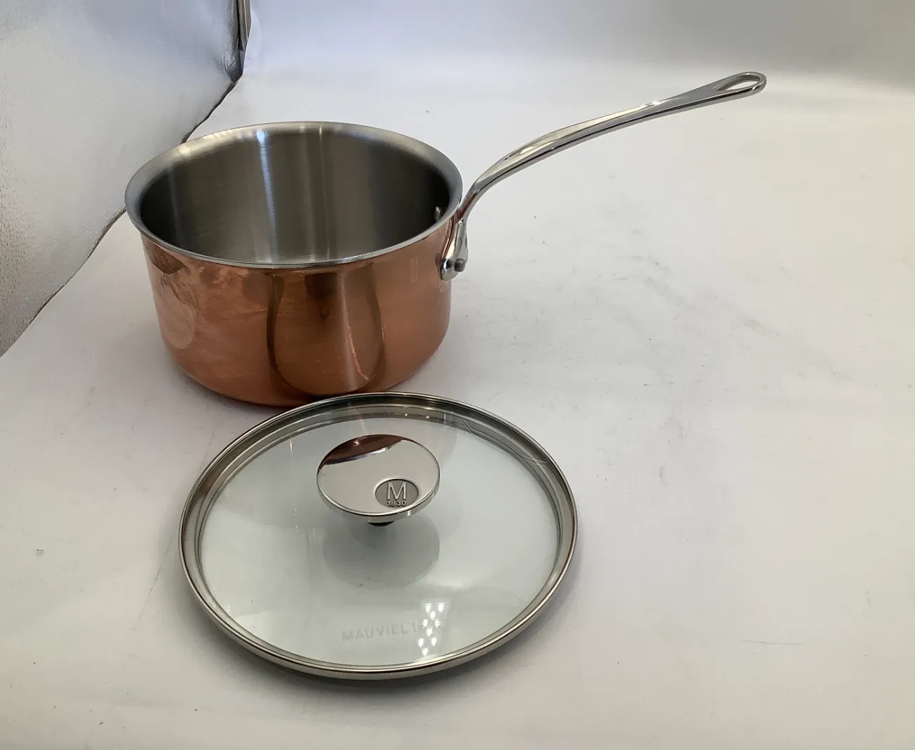 Mauviel M'Triply S kastrull 2,6 qt med lock koppar