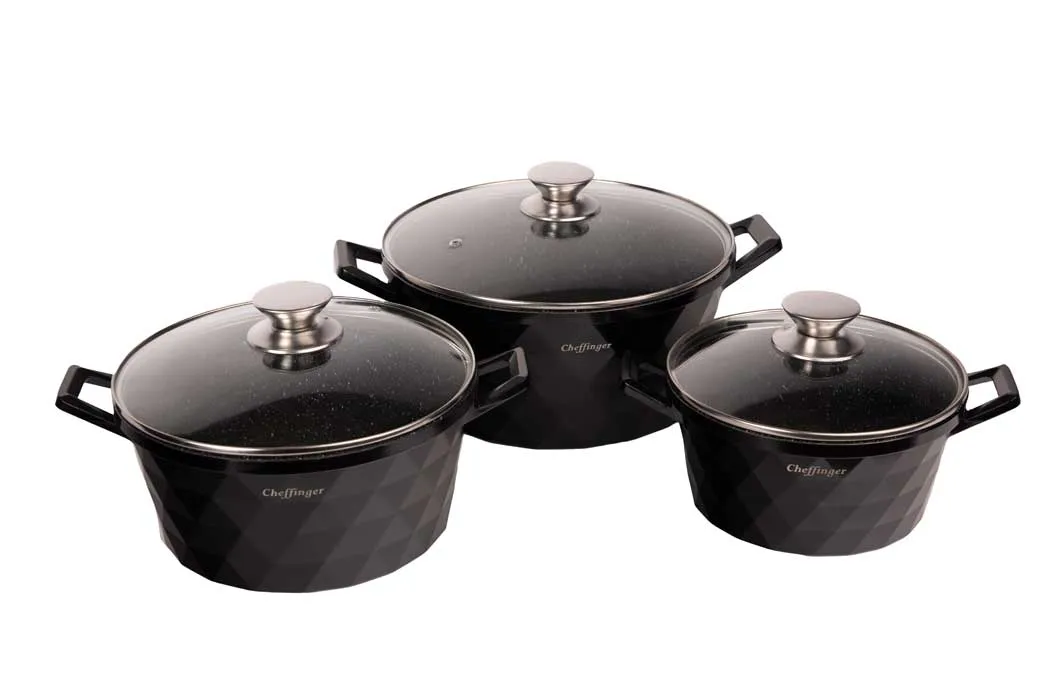 Cheffinger CF-DIAC03 gryta svart gjutaluminium induktion