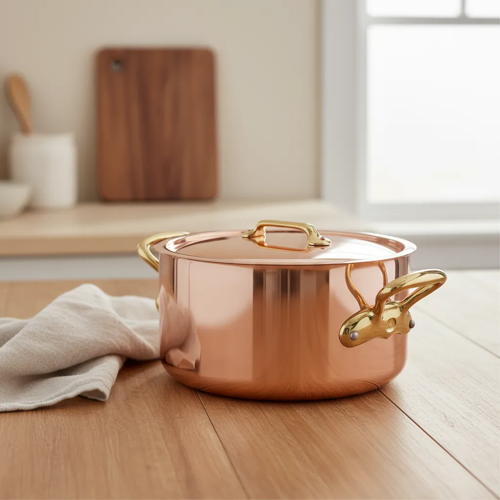 Mauviel M'Héritage M'200 B gryta med lock 8,4 Qt koppar