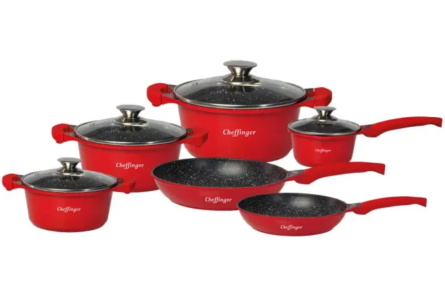 Cheffinger CF-DA1010 grytset röd 10 delar