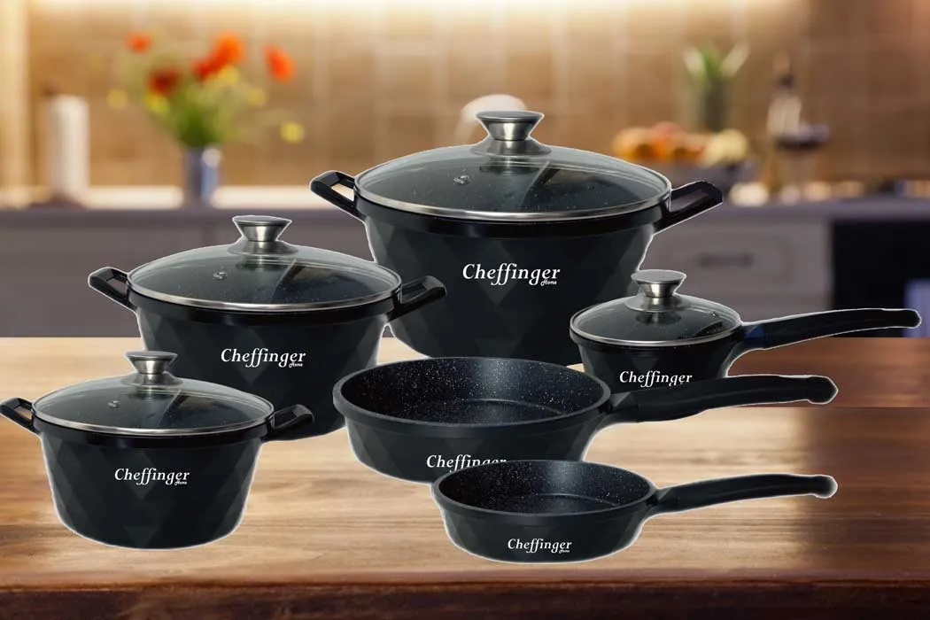 Cheffinger CF-DIAC12 knivset svart 12 delar