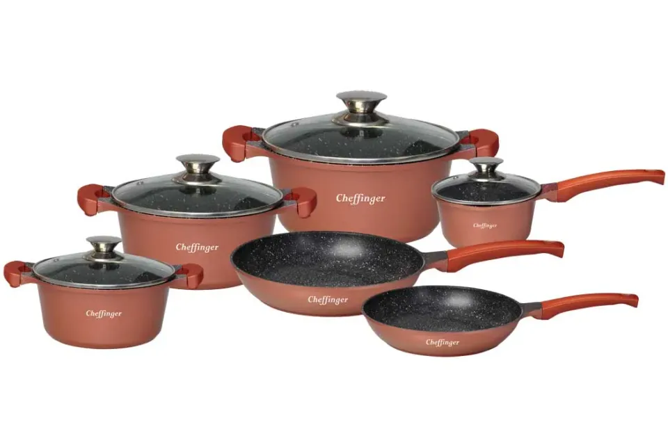 Cheffinger CF-DA1010 knivset rosegold 10 delar non stick