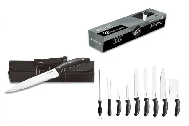 Cheffinger CF-BG10 knivset 10 delar rostfritt med väska