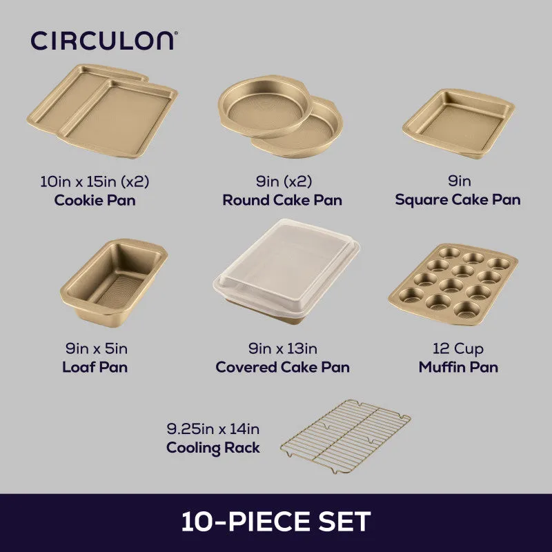 Circulon 10-Piece bakplåtset guld nonstick 10-delar