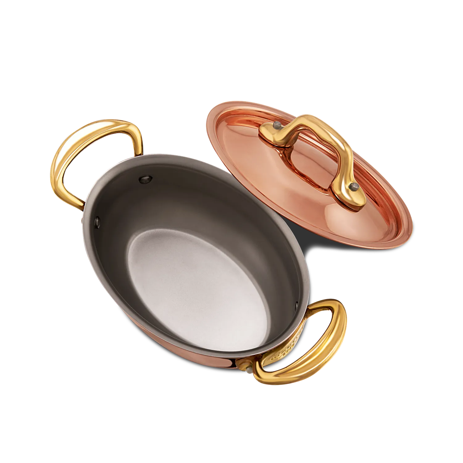Mauviel M'Minis oval minigryta med lock 0,4 l koppar