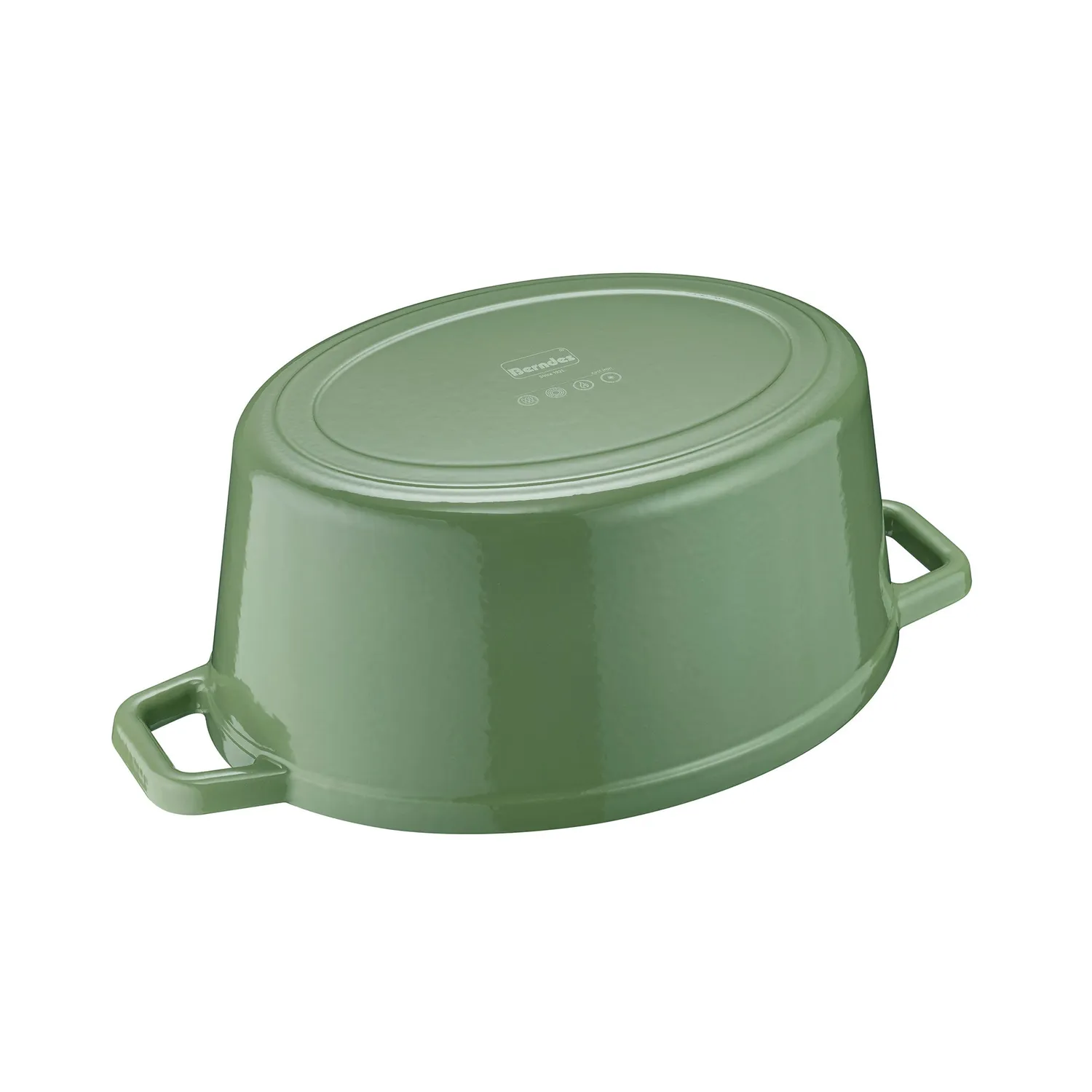 Berndes b.iron gjutjärnsgryta oval 31x24 cm grön 6 liter