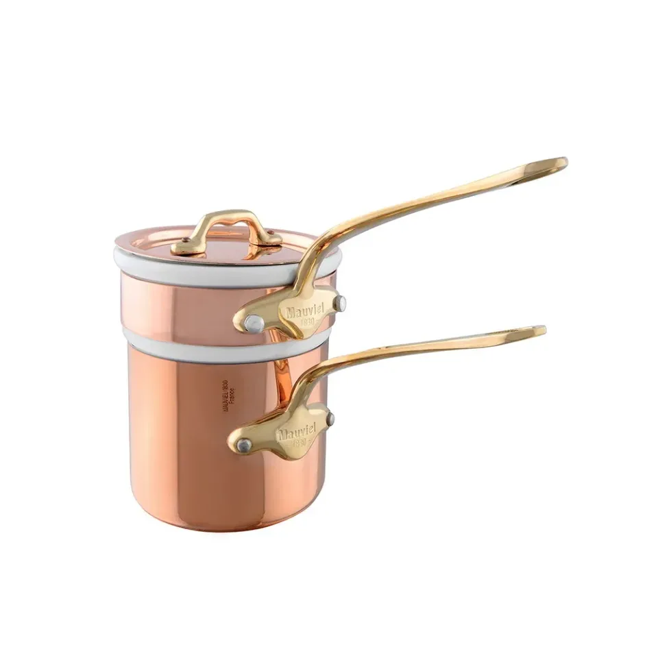 Mauviel bain-marie koppar förtennad 0,9 l lock mässing